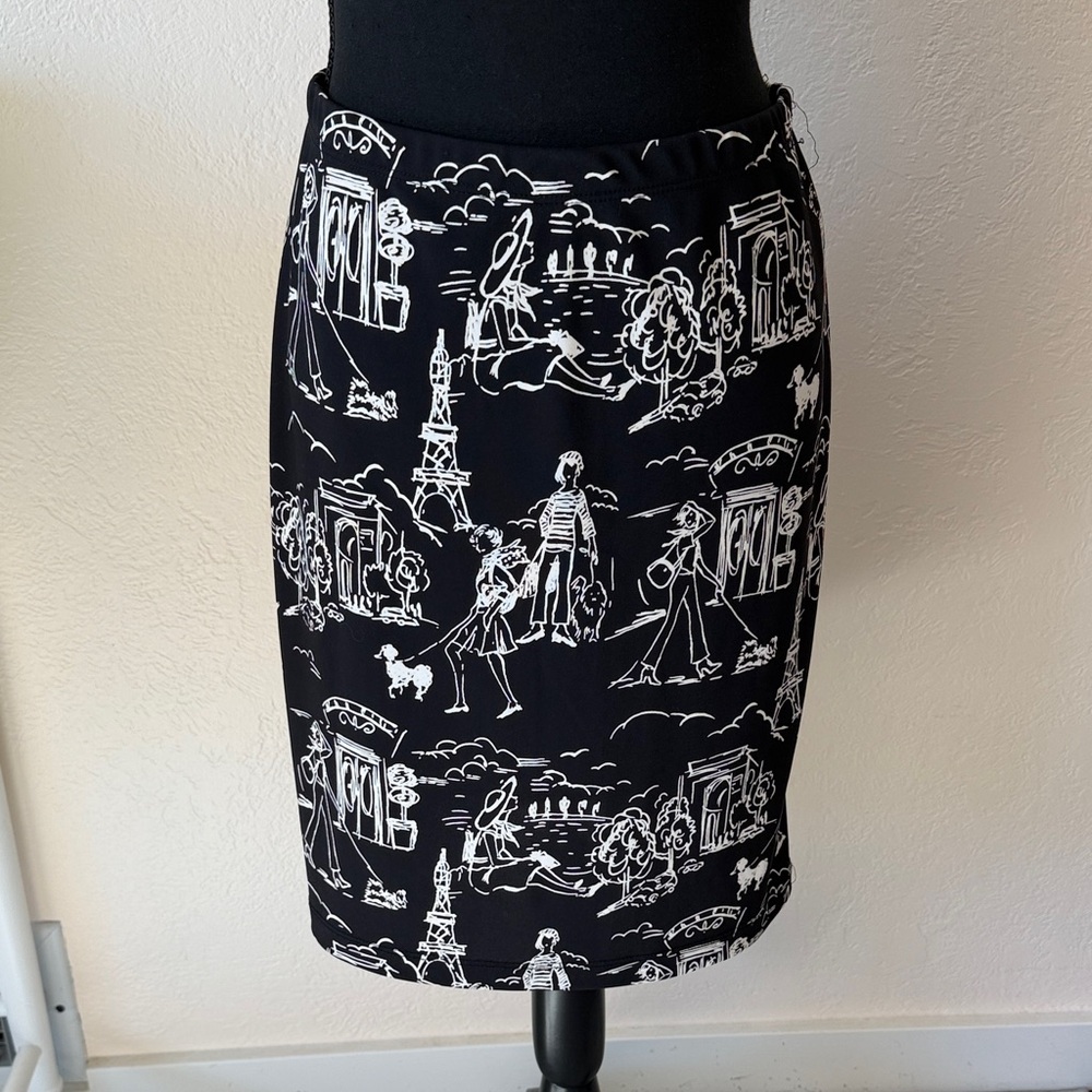 VINTAGE 90s My Michelle Stylish Black & White Printed Pencil Skirt Size M